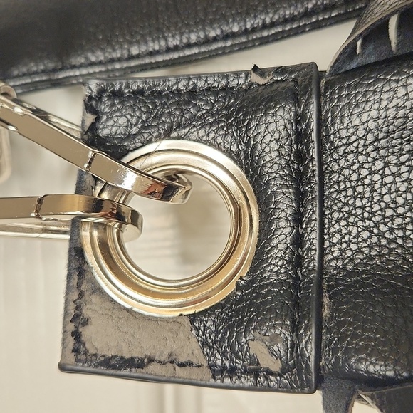 Club Exx Black Rebel Fringe Vegan Leather Backpack Shoulder Bag Silver Hardware - Picture 11 of 11